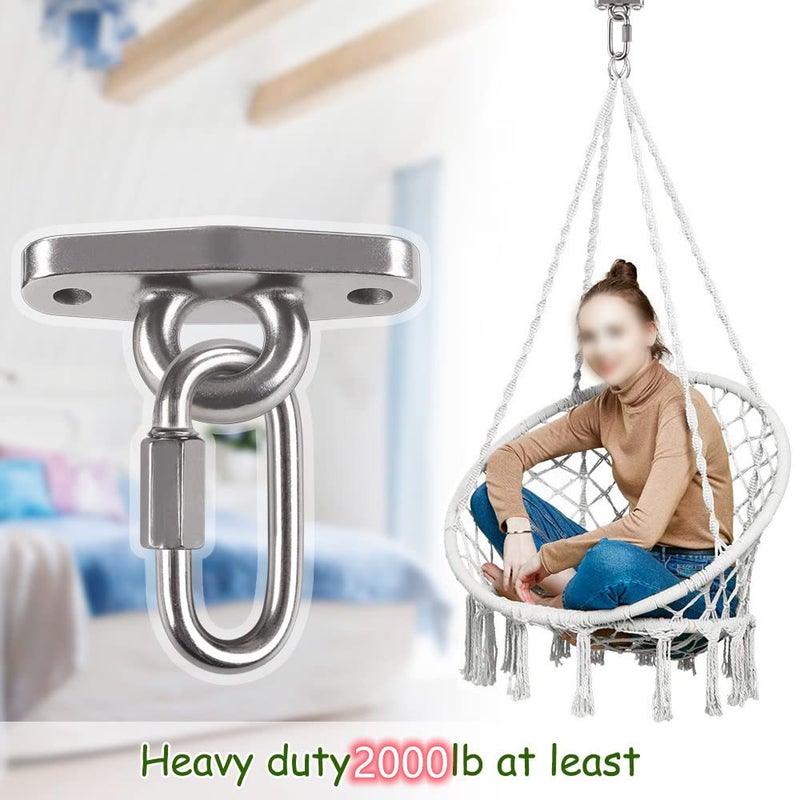 Dakzhou 2 Heavy Duty Swing Hangers Anti-Rust 304 Stainless Steel 2000LB Swivel Swing Set Brackets for Playground Porch  Yoga  Swing Seat Hammock - Image 5